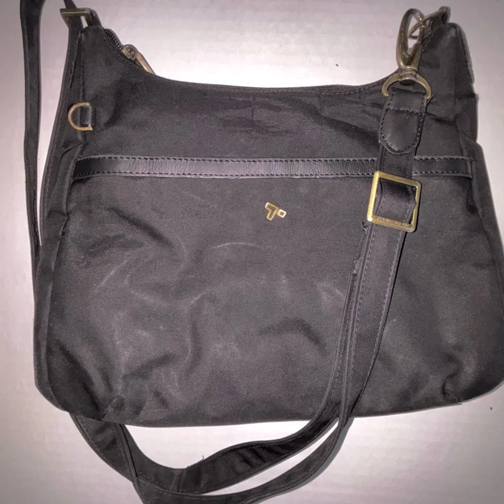 Black Crossbody Bag with Adjustable Strap and nylon Finish